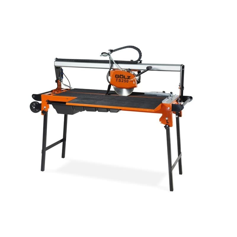 Scie de carrelage ts250 230v 1,3kw 50hz secteur 65 mm 25.4 mm 250 mm 72 kg scie de carrelage ts250 230v 1,3kw 50hz 1200 mm 1 pièce(s) - golz