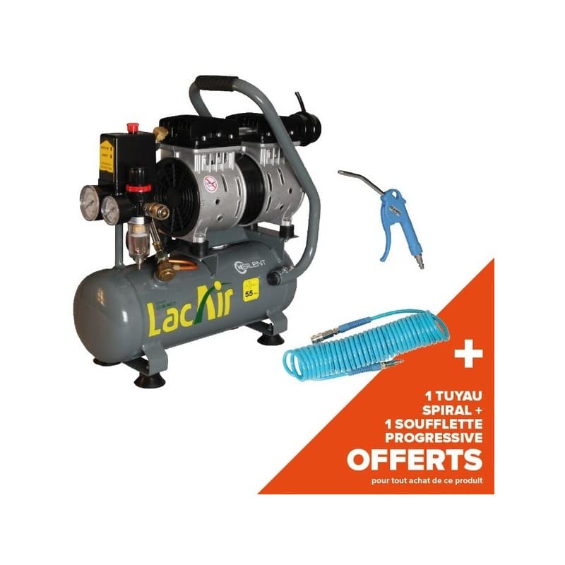 Compresseur silencieux portable 6l - 3,6 m³/h compresseur silencieux portable 6l - 3,6 m³/h 14 kg 1 pack(s) de 3 pièce(s) 8 bar 6 litre(s) 0.75 cv mob