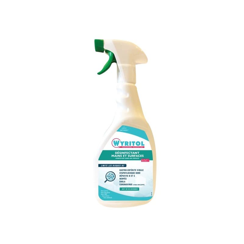 Spray désinfectant mains et surfaces 1 vaporisateur(s) de 750 millilitre(s) spray désinfectant mains et surfaces spray 0.75 litre(s) nettoyant - wyrit