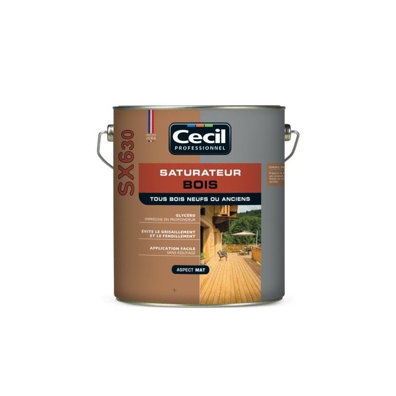 Saturateur bois de jardin sx 630 boiseries 14 m²/l brosse/rouleau white spirit soigné 24 heure(s) 5 supports anciens ou tachés, ou humides extérieur s