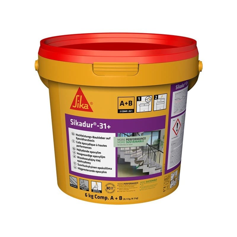 Colle époxydique multi-usages - sikadur® 31+ plus de 10 minutes pâte epoxy manuelle sans charges 1 kit(s) de 6 kilogramme(s) colle époxydique multi-us