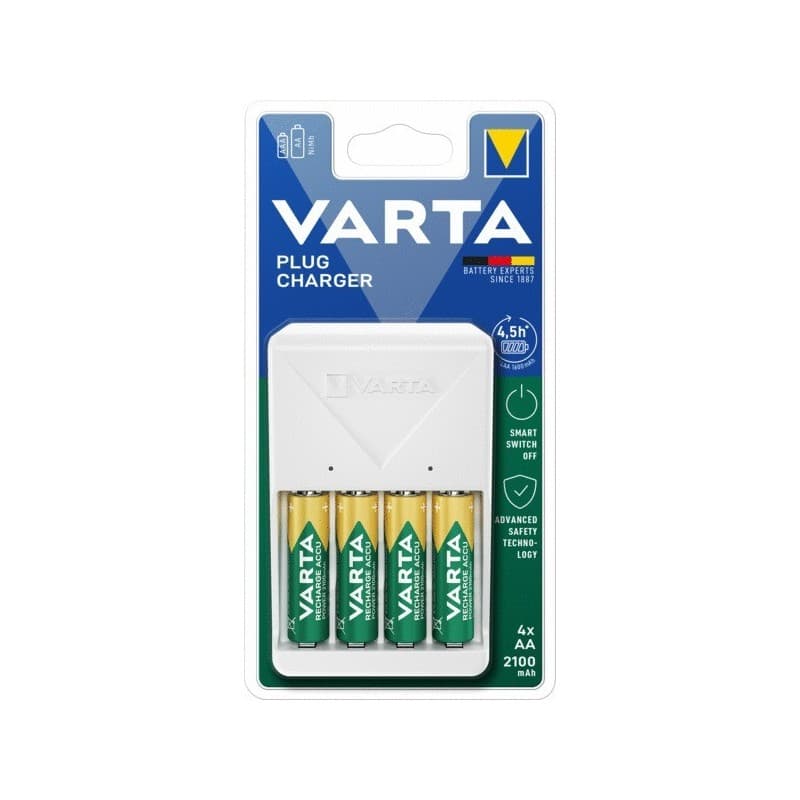 Chargeur plug charger 5h + 4 accus aa 2100 mah 1 pièce(s) chargeur plug charger 5h + 4 accus aa 2100 mah - varta