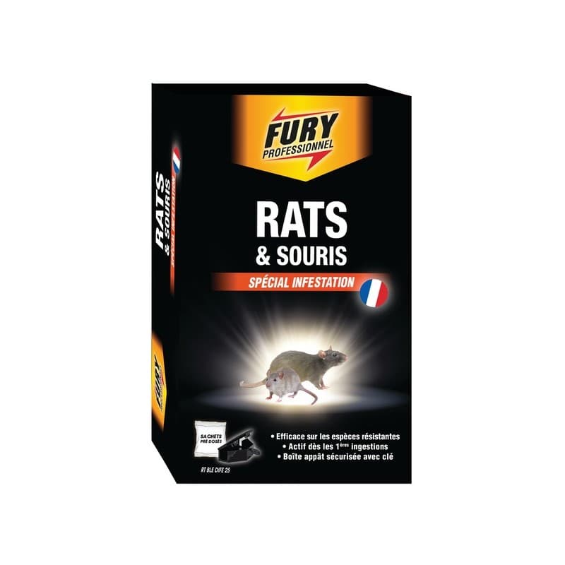 Fury rats et souris sachets unidose 7x20g fury rats et souris sachets unidose 7x20g 1 boîte(s) de 140 gramme(s) intérieur et extérieur rats, souris gr