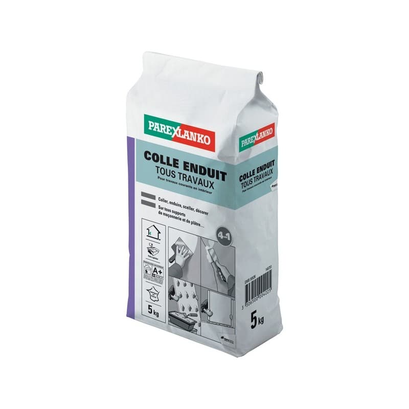 Colle-enduit pour tous travaux en intérieur 1 sac(s) de 5 kilogramme(s) colle-enduit pour tous travaux en intérieur multisupport 5 kg tous travaux - s