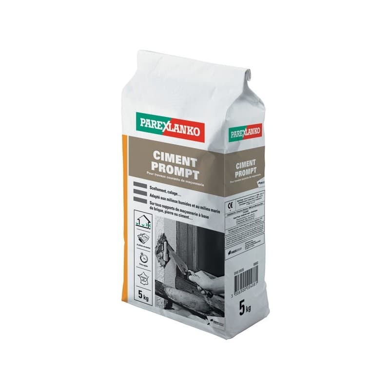 Ciment prompt pour usage extérieur blanc 1 sac(s) de 5 kilogramme(s) ciment prompt pour usage extérieur 35 °c 5 °c 5 minute(s) ciment prompt - sika fr