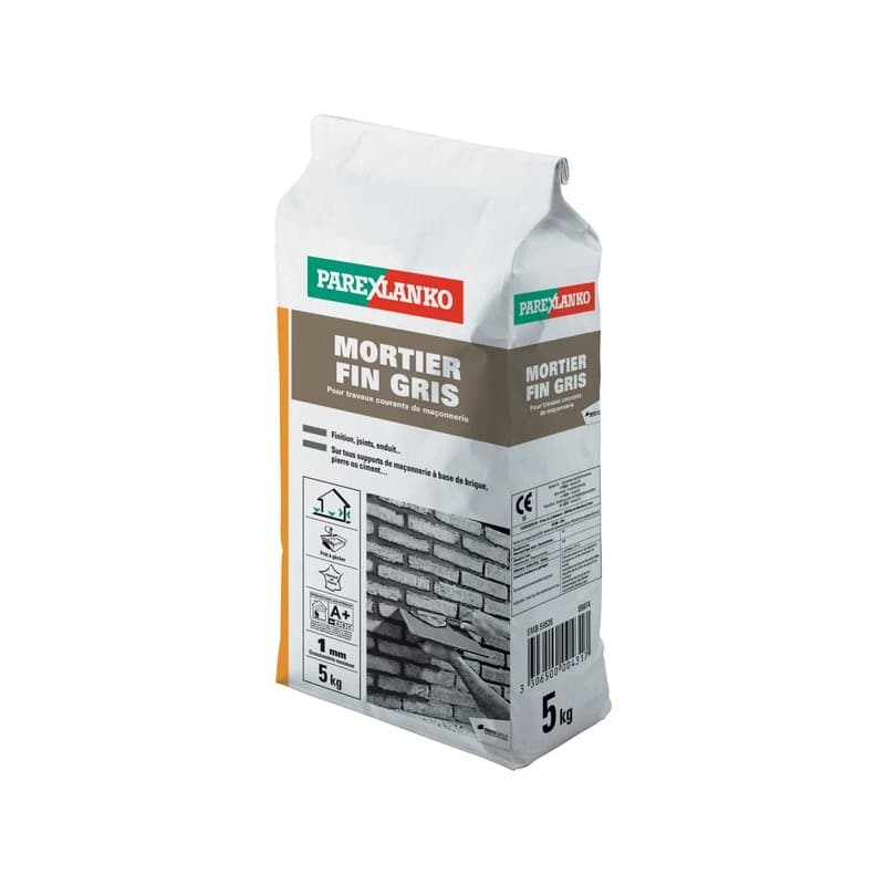 Mortier fin gris 1 sac(s) de 5 kilogramme(s) mortier fin gris pour usage extérieur multisupport 5 kg finition - sika france sas - parexlanko