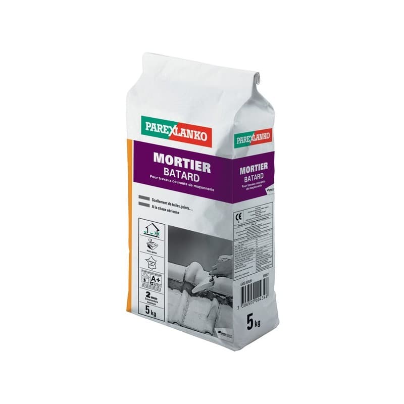 Mortier bâtard pour usage extérieur 1 sac(s) de 5 kilogramme(s) mortier bâtard pour usage extérieur multisupport 5 kg bâtard - sika france sas - parex