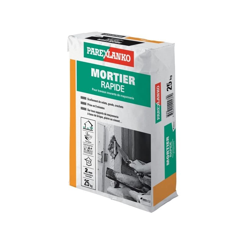 Mortier rapide 1 sac(s) de 25 kilogramme(s) mortier rapide pour usage extérieur multisupport 25 kg rapide - sika france sas - parexlanko