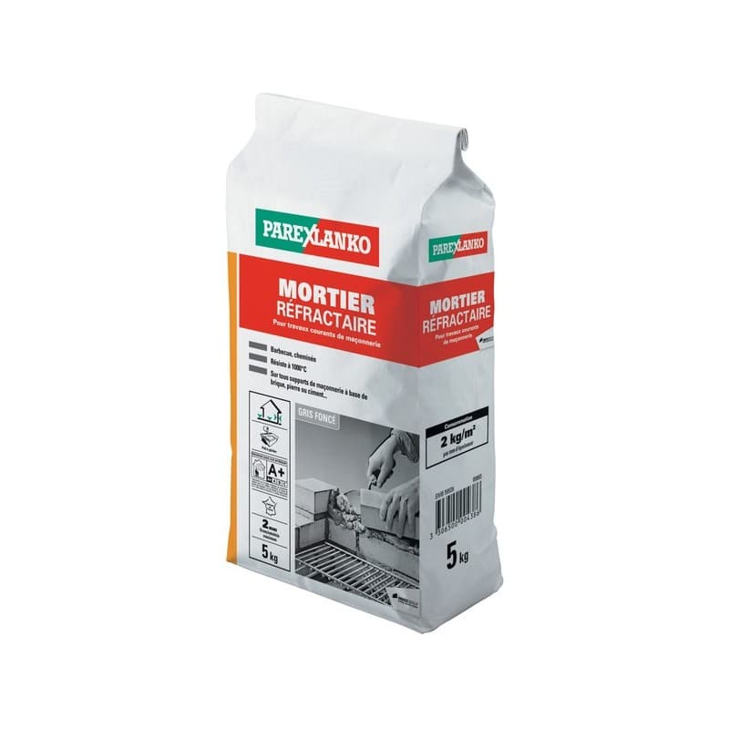 Mortier réfractaire pour usage extérieur 1 sac(s) de 5 kilogramme(s) mortier réfractaire pour usage extérieur multisupport 5 kg réfractaire - sika fra