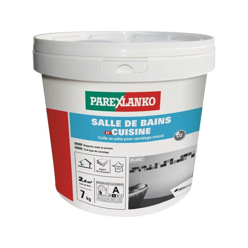 Colle salle de bains et cuisine 1 seau(x) de 7 kilogramme(s) colle salle de bains et cuisine - blanc - sika france sas - parexlanko