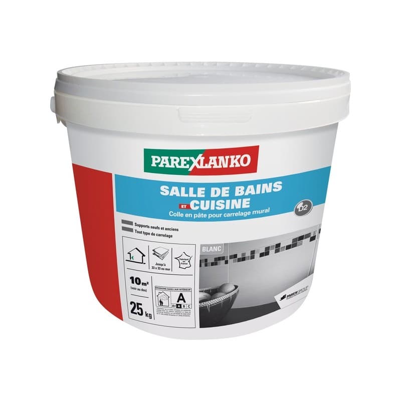 Colle salle de bains et cuisine 1 seau(x) de 25 kilogramme(s) colle salle de bains et cuisine - blanc - sika france sas - parexlanko