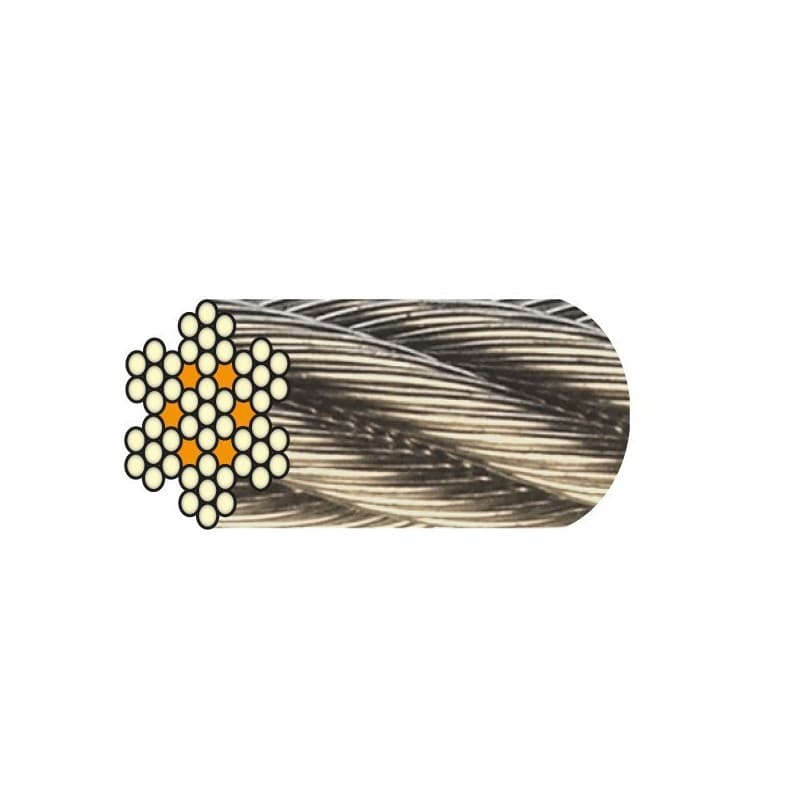 Câble métallique inox 316 - 7 torons de 7 fils 3 mm 1 couronne(s) de 25 mètre(s) linéaire câble inox 316l 7x7 3mm inox galvanisé câble - vigouroux fre