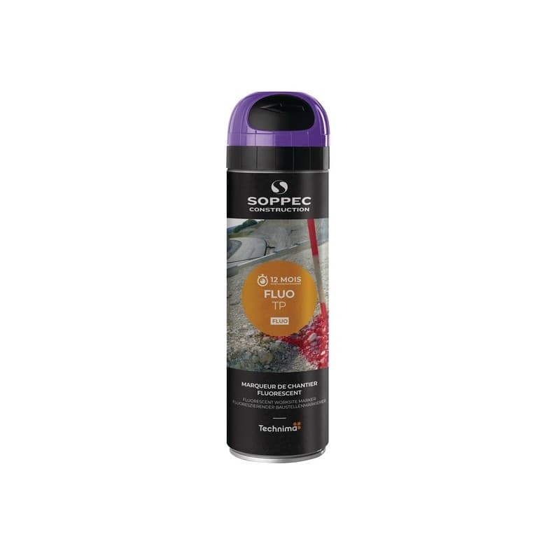 Traceur chantier fluo tp traceur chantier fluo tp violet violet 1 aérosol(s) de 500 millilitre(s) 0.5 litre(s) 12 mois - soppec