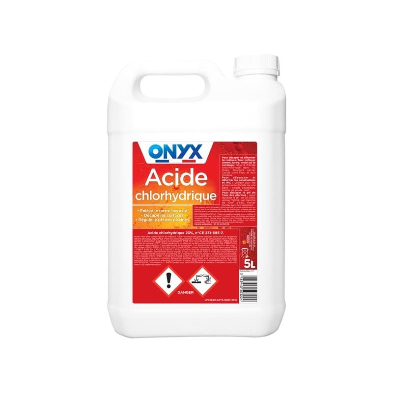 Acide chlorhydrique acide chlorhydrique 23% 1 bidon(s) de 5 litre(s) 5 litre(s) acide chlorhydrique - onyx