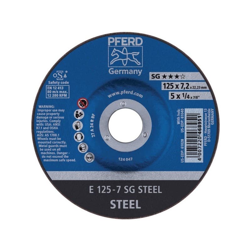 Disque à ébarber acier ligne performance sg disque à ébarber acier sg md 125 x 7.2 x 22.23 acier déporté 125 mm 1 pièce(s) 7.2 mm - pferd