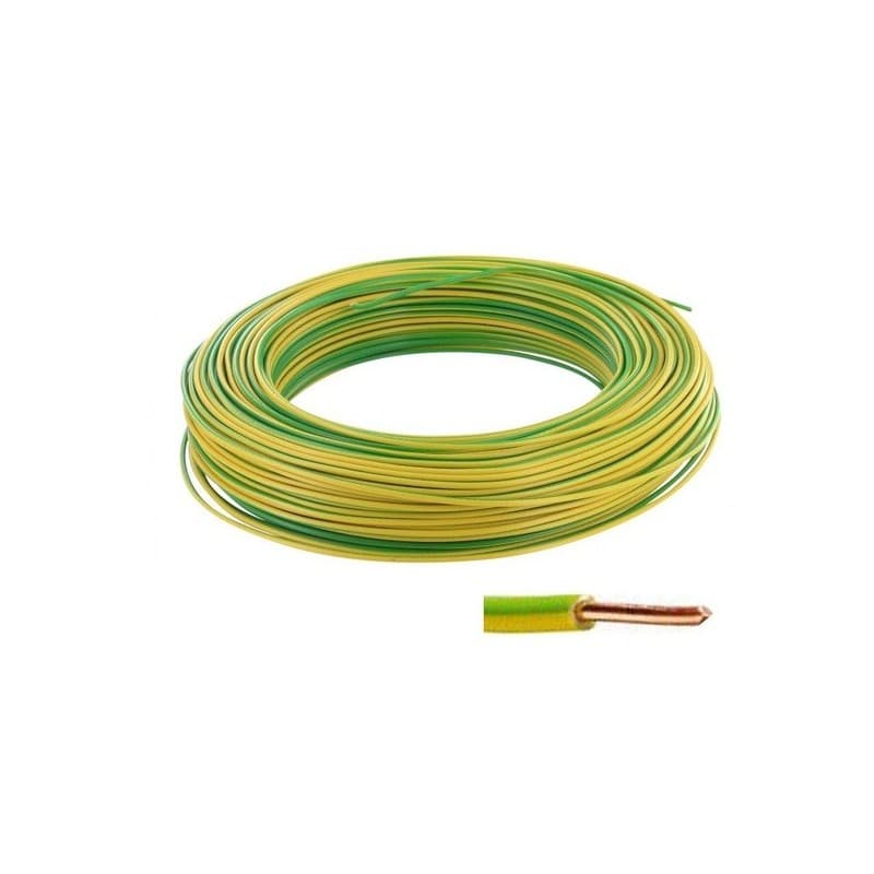 Fil rigide ho7 vu fil âme rigide ho7 vu 2,5mm² vert/jaune 1 bobine(s) de 100 mètre(s) linéaire h07v-u pvc 2_5 mm² - cofalog