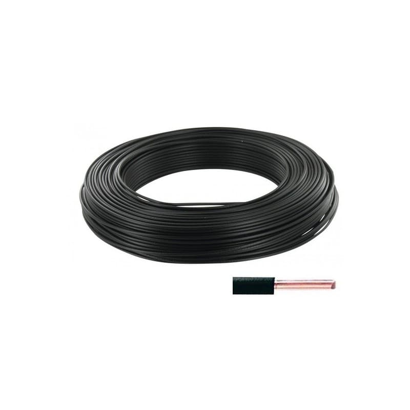 Fil rigide ho7 vu fil âme rigide ho7 vu 2,5mm² noir 1 bobine(s) de 100 mètre(s) linéaire h07v-u pvc 2_5 mm² - cofalog