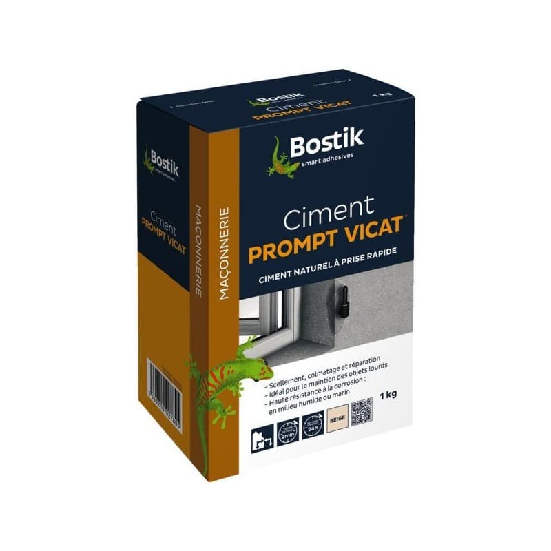Ciment prompt ciment prompt gris 1 sac(s) de 1 kilogramme(s) 30 °c 5 °c 2 minute(s) - bostik poudre