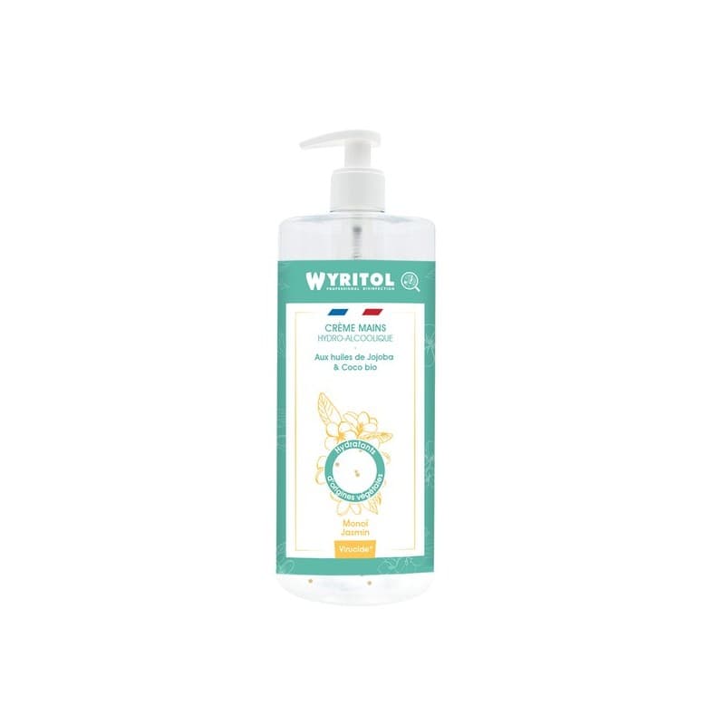 Crème hydro-alcoolique 500ml 500 ml 1 flacon(s) de 500 millilitre(s) à pompe gel hydroalcoolique crème hydroalcoolique wyritol monoi jasmin - wyritol