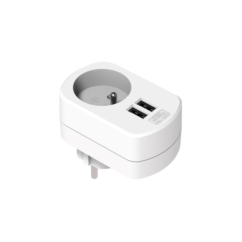 Chargeur 2 usb blanc 3.4a total 1 pièce(s) chargeur 2 usb blanc 3.4a total - ets normand optex