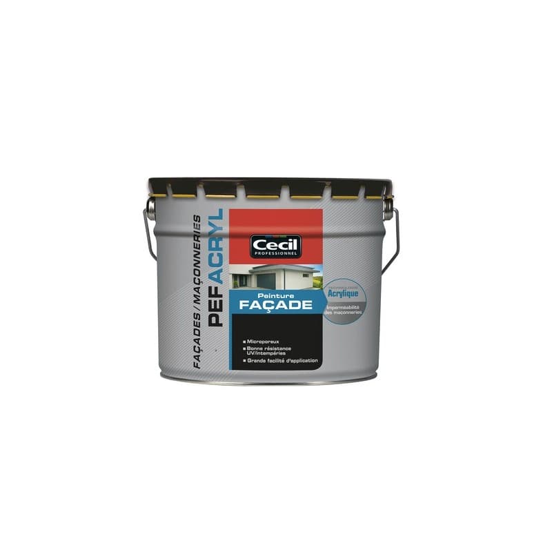 Peinture façade pef acryl supports neufs ou sains 12 heure(s) acrylique soigné brosse/rouleau, pistolet sans air eau blanc murs extérieur 10 l 6 heure