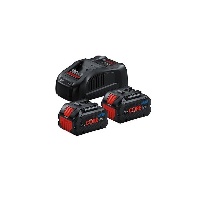 Pack 2 batteries 18v 5.5ah + chargeur rapide 1 pièce(s) pack 2 batteries 18v 5.5ah + chargeur rapide - bosch