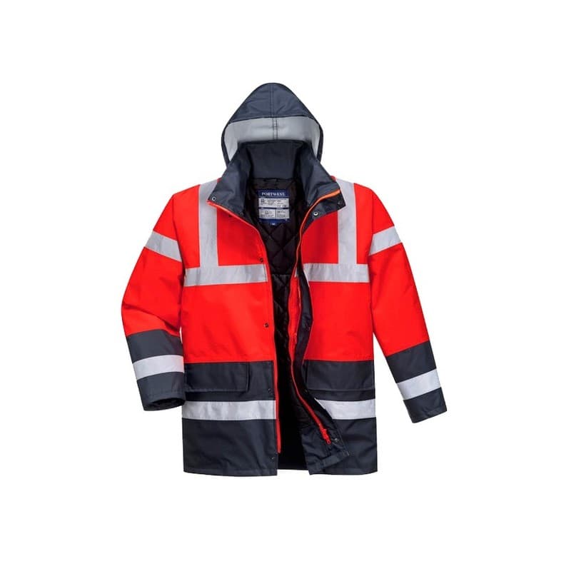 Parka bicolore parka bicolore rouge/marine tm 200 - 300 g entre 4 et 6 m polyester parka 1 pièce(s) classe 3 - portwest