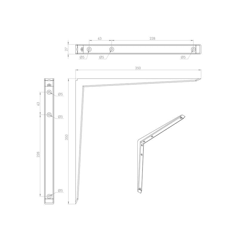 Console murale renforcée carré 1 pièce(s) console carre acier blanc 350x350 - interges.com