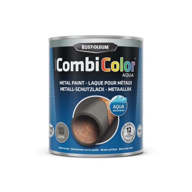 Peinture antirouille 2 en 1 combicolor® aqua 1 bidon(s) de 750 millilitre(s) primaire combicolor aqua brillant gris souris - ral 7005 - rustoleum