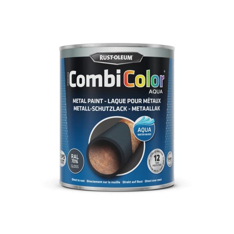 Peinture antirouille 2 en 1 combicolor® aqua 1 bidon(s) de 750 millilitre(s) primaire combicolor aqua brillant gris anthracite - ral 7016 - rustoleum