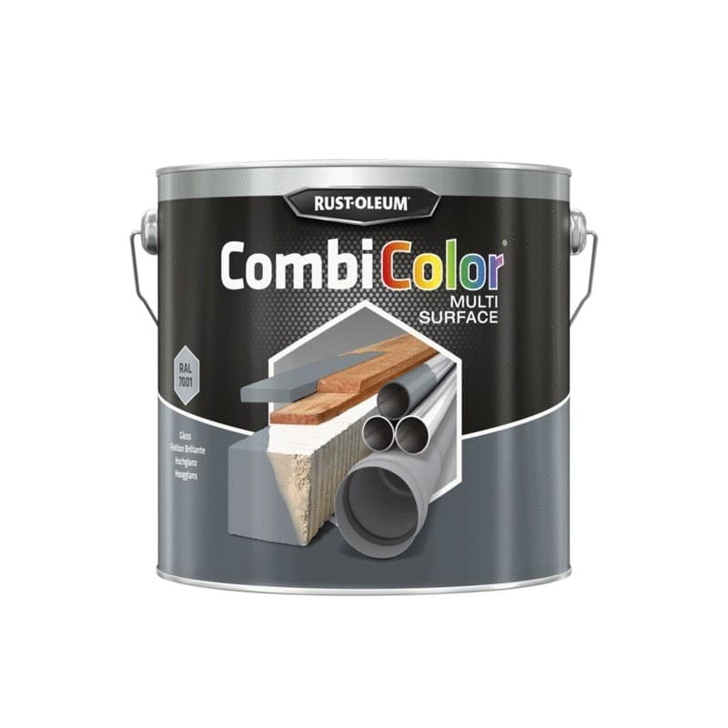 Peinture tous matériaux 2 en 1 combicolor® multisurfaces combicolor multisurfaces brillant gris acier ral 7001 supports neufs ou sains brosse/rouleau