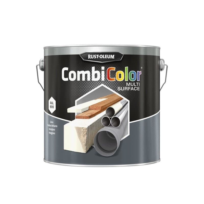 Peinture tous matériaux 2 en 1 combicolor® multisurfaces combicolor multisurfaces brillant blanc ral 9010 supports neufs ou sains brosse/rouleau white