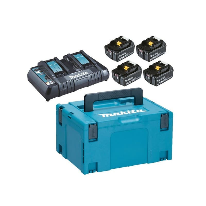 Pack énergie 4 batteries + 1 chargeur double 18v 6ah mak-pac 1 pack(s) pack énergie 4 batteries + 1 chargeur double 18v 6ah mak-pac - makita