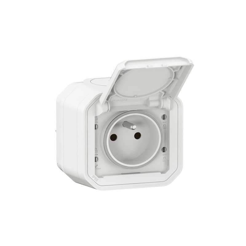 Prise étanche en saillie plexo (nouvelle version) prise de courant et volet de protection plexo apparent blanc 1 pièce(s) en saillie - legrand snc