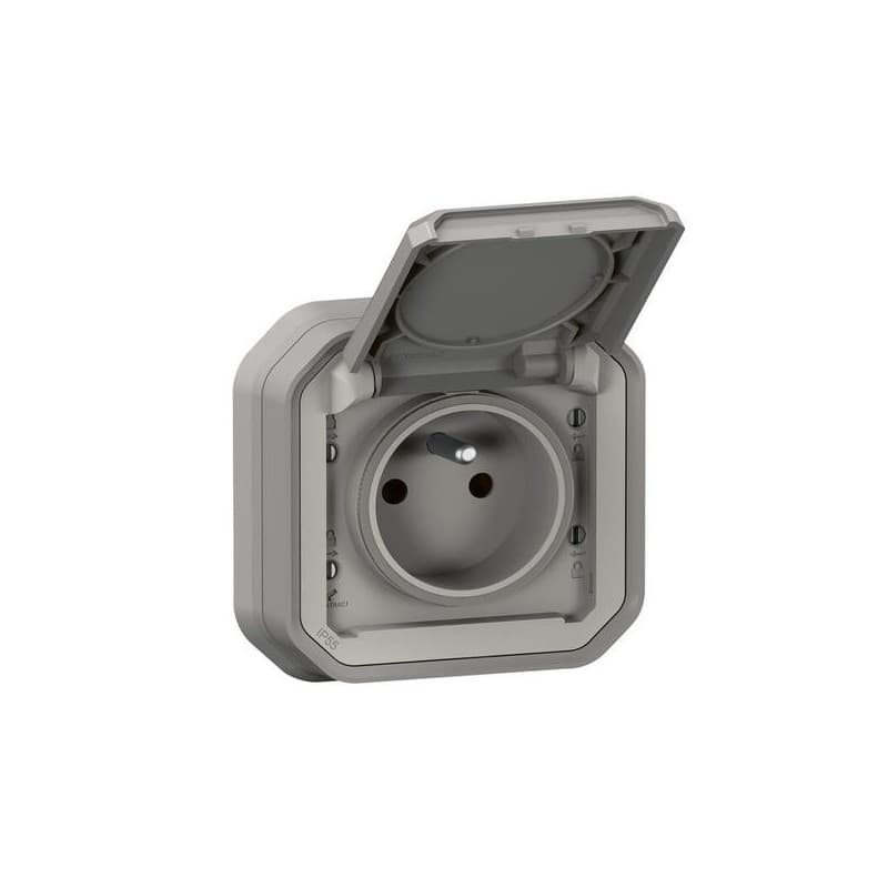 Prise étanche en saillie plexo (nouvelle version) prise de courant et volet de protection plexo encastré gris 1 pièce(s) en saillie - legrand snc