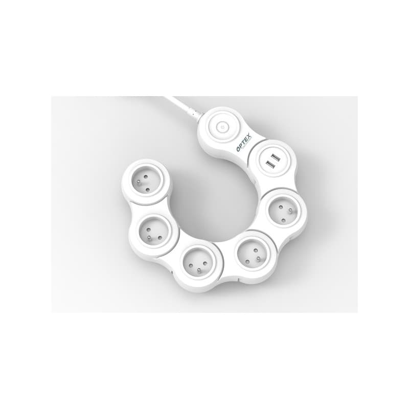 Bloc 5 prises articulées + 2 ports usb + interrupteur 1 pièce(s) bloc 5 prises articulées + 2 ports usb + interrupteur - ets normand optex