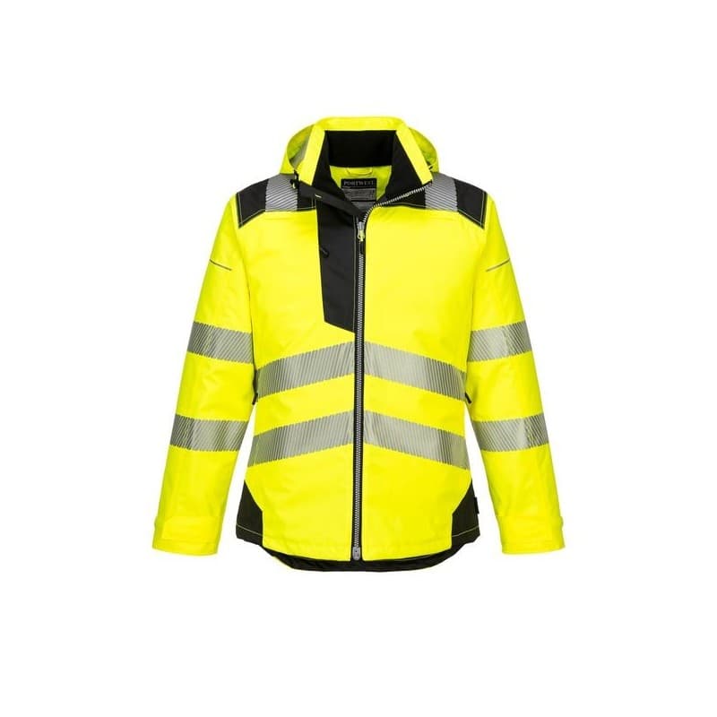 Parka hv t400 entre 4 et 6 xl 100 - 200 g parka polyester, polyuréthane 1 pièce(s) parka hv pw3 jaune/noir txl jaune, noir classe 3 - portwest