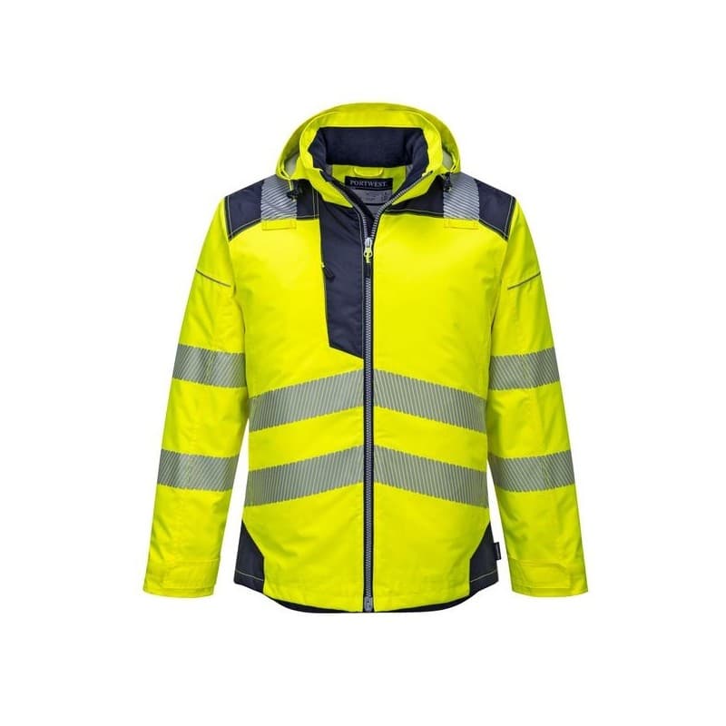Parka hv t400 entre 4 et 6 s 100 - 200 g parka polyester, polyuréthane 1 pièce(s) parka hv pw3 jaune/marine ts classe 3 bleu, jaune - portwest