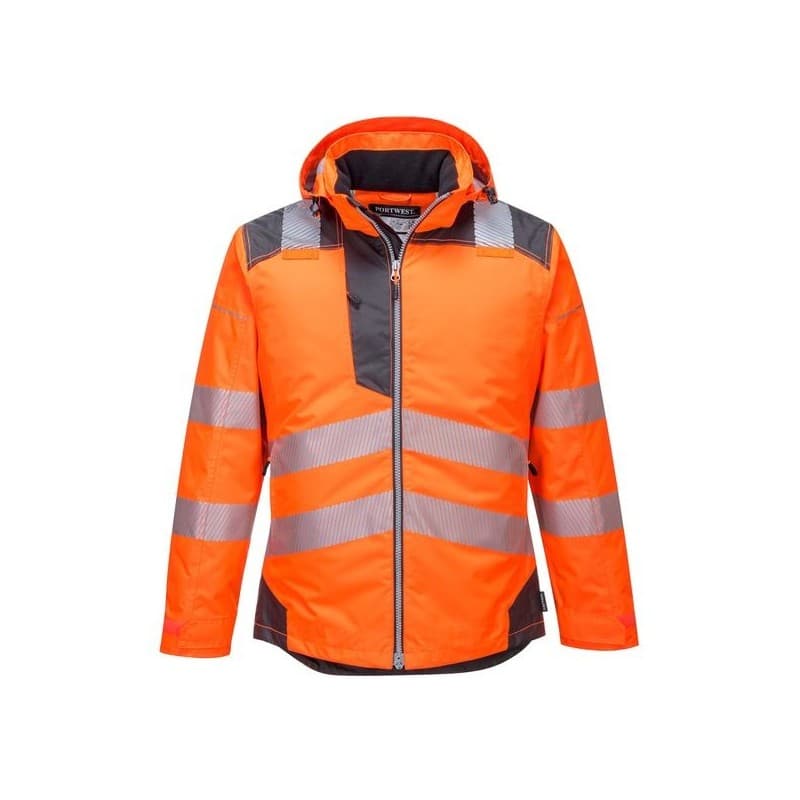 Parka hv t400 entre 4 et 6 xl 100 - 200 g parka polyester, polyuréthane 1 pièce(s) parka hv pw3 orange/gris txl gris, orange classe 3 - portwest