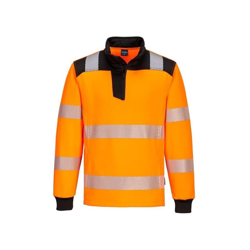 Sweat zippé hv pw3 200 - 300 g entre 1 et 3 polyester / coton sweat 5xl 1 pièce(s) sweat zippé hv pw3 orange/noir t5xl noir, orange classe 3 - portwes