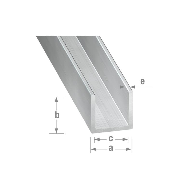 U alu brut 1 barre(s) de 1 mètre(s) linéaire profilé u 8 x 8 x 6 x 1 mm - aluminium brut - cqfd