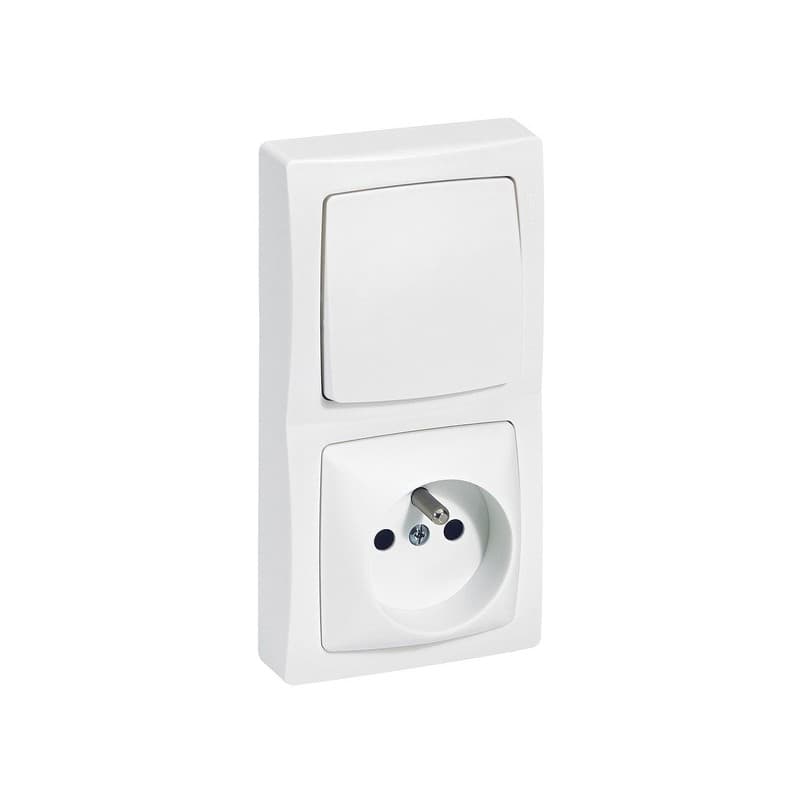 Interrupteur en saillie asl interrupteur et prise de courant 2p+t asl vertical blanc 1 pièce(s) monobloc en saillie va-et-vient - legrand snc