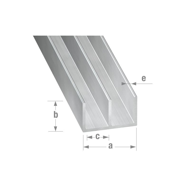 Profilé u à damiers 16 x 10 x 1,3 mm - aluminium brut 1 barre(s) de 1 mètre(s) linéaire profilé u à damiers 16 x 10 x 1,3 mm - aluminium brut - cqfd