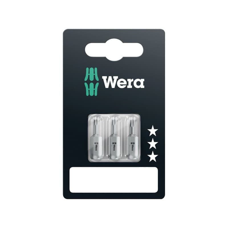 Embouts standards courts 6 pans jeu d'embouts 6 pans 2 - 2,5 - 3 mm 25 mm 6 pans 1 blister(s) de 3 pièce(s) assortiment - wera werkzeuge