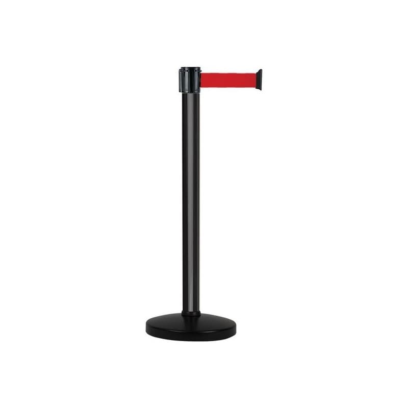 Poteau aluminium noir à sangle rouge sur socle portable poteau alu noir à sangle rouge sur socle portable x 3m 1 pièce(s) - novap