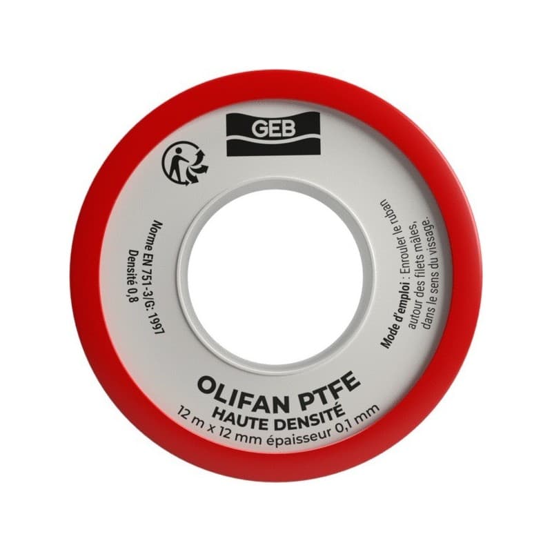 Ruban olifan ptfe haute densité 12 x 0,1 x 12 ruban olifan ptfe haute densité 12 x 0,1 x 12 1 rouleau(x) de 12 mètre(s) linéaire - geb sas