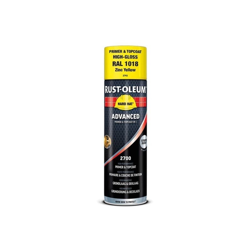 Aérosol de peinture antirouille hard hat® advanced 500 ml 1 aérosol(s) de 500 millilitre(s) aérosol peinture antirouille - jaune brillant (ral 1018) j