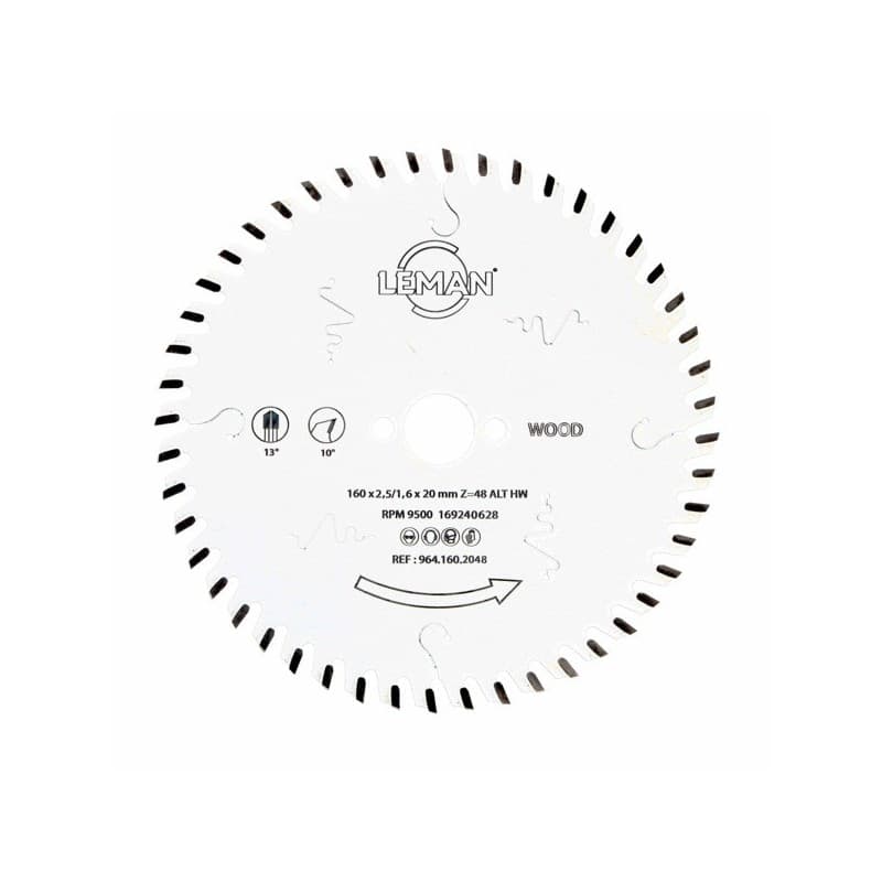 Lame de scie circulaire carbure pour le bois et panneaux lame carbure portative d.165x20x48z alt. bois bois 20 mm 1 pièce(s) 48 165 mm - leman