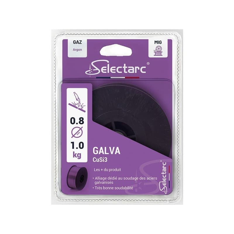Fil mig galva cusi3 ø0,8 mm 1 bobine(s) de 1 kilogramme(s) fil mig galva cusi3 ø0,8 mm 0.8 mm - selectarc