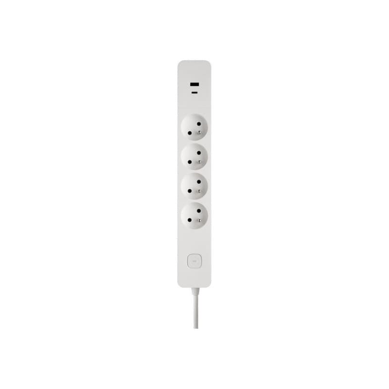 Rallonge électrique multiprises nouveau modèle 1 pièce(s) h05vv-f 3g1,0 1.49 m bloc parafoudre 4 prises 2p+t 16a 2 usb a+c 1.49m blanc - debflex